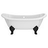 Chatsworth Double Ended Slipper Roll Top Cast Iron Bath - 1700 x 760mm with Matt Black Feet