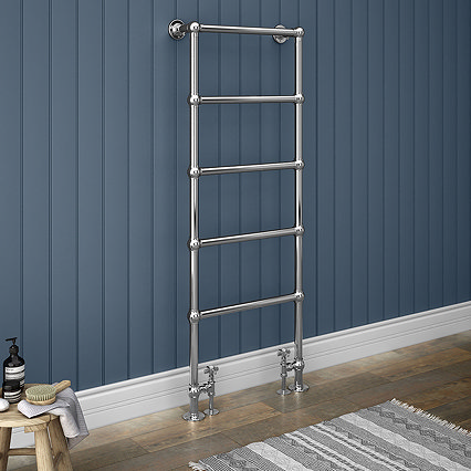 Chatsworth Floor Mounted Towel Rail 1550 x 600mm - Chrome Large Image