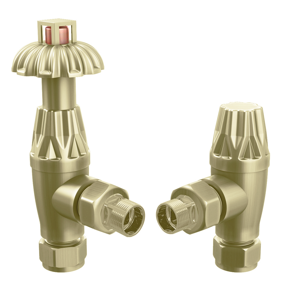 Chatsworth Gothic Brushed Brass Thermostatic Radiator Valve Energy Saving Victorian Plumbing Uk