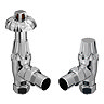 Chatsworth Gothic Chrome Thermostatic Angled Radiator Valve and Pipe Set