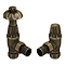 Chatsworth Gothic Rustic Brass Thermostatic Angled Radiator Valve and Pipe Set