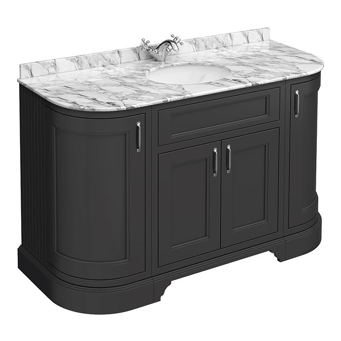 Chatsworth Graphite 1335mm Curved Vanity Unit with White Marble Basin Top Large Image