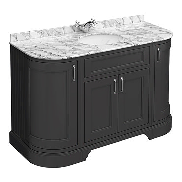 Chatsworth Graphite 1335mm Curved Vanity Unit with White Marble Basin Top  Profile Large Image