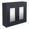 Chatsworth Graphite 2-Door Mirror Cabinet - 690mm Wide with Matt Black Handles  Feature Large Image