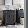 Chatsworth Graphite 610mm Vanity with White Marble Basin Top