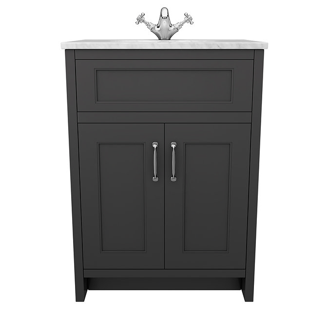 Chatsworth Graphite 610mm Vanity with White Marble Basin Top  Standard Large Image