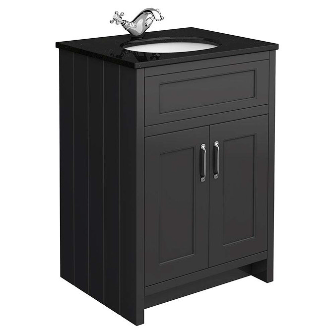 Chatsworth Graphite 610mm Vanity with Black Marble Basin Top Large Image