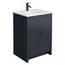 Chatsworth Graphite 610mm Vanity with White Marble Basin Top + Matt Black Handles