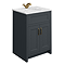 Chatsworth Graphite 610mm Vanity with White Marble Basin Top with Antique Brass Handles