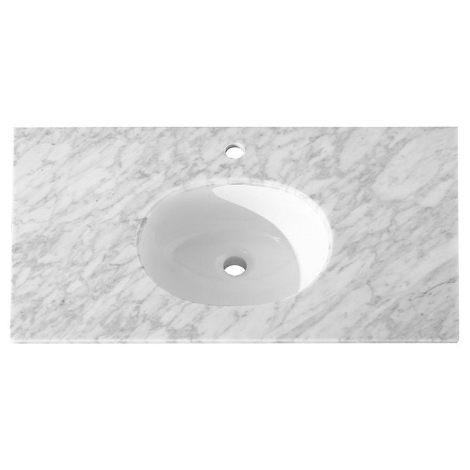 Chatsworth Graphite 810mm Vanity with White Marble Basin Top with Matt Black Handles
