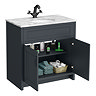 Chatsworth Graphite 810mm Vanity with White Marble Basin Top with Matt Black Handles