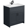 Chatsworth Graphite 810mm Vanity with White Marble Basin Top with Matt Black Handles