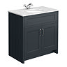 Chatsworth Graphite 810mm Vanity with White Marble Basin Top and Polished Chrome Handles