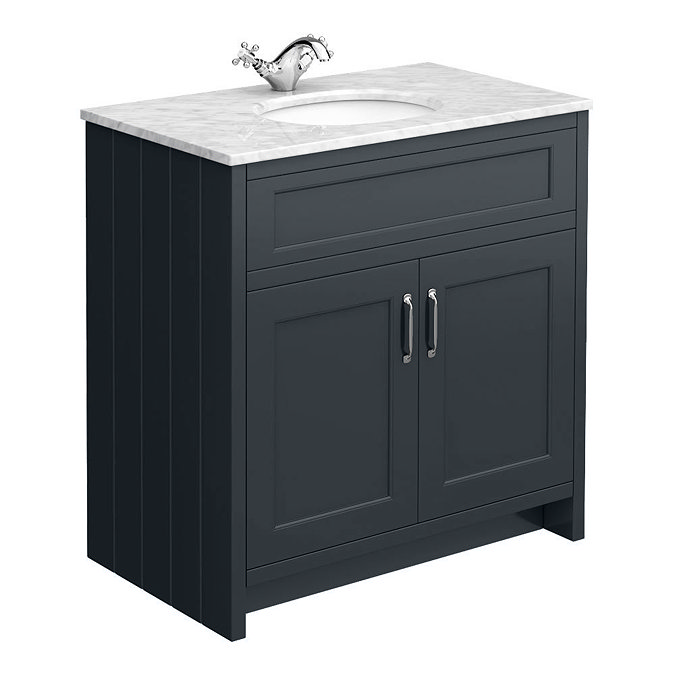 Chatsworth Graphite 810mm Vanity with White Marble Basin Top