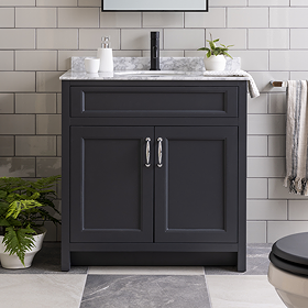 Chatsworth Graphite 810mm Vanity with White Marble Basin Top