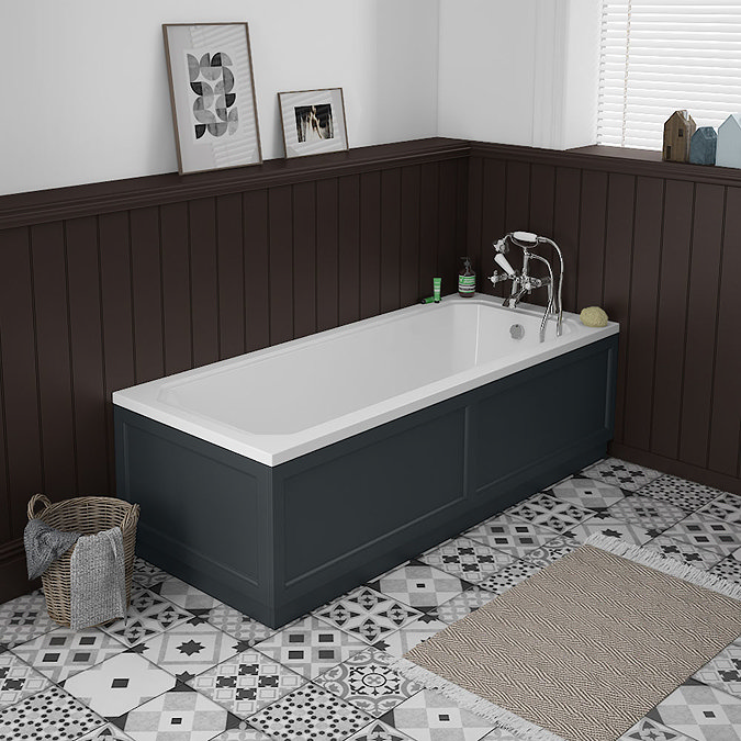 Chatsworth Graphite Bathroom Suite Inc. 1700 x 700 Bath with Panels  Profile Large Image