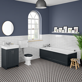 Chatsworth Graphite Bathroom Suite Inc. 1700 x 700 Bath with Panels Large Image