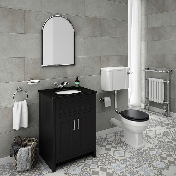 Chatsworth Graphite Black Marble 4-Piece Low Level Bathroom Suite Large Image