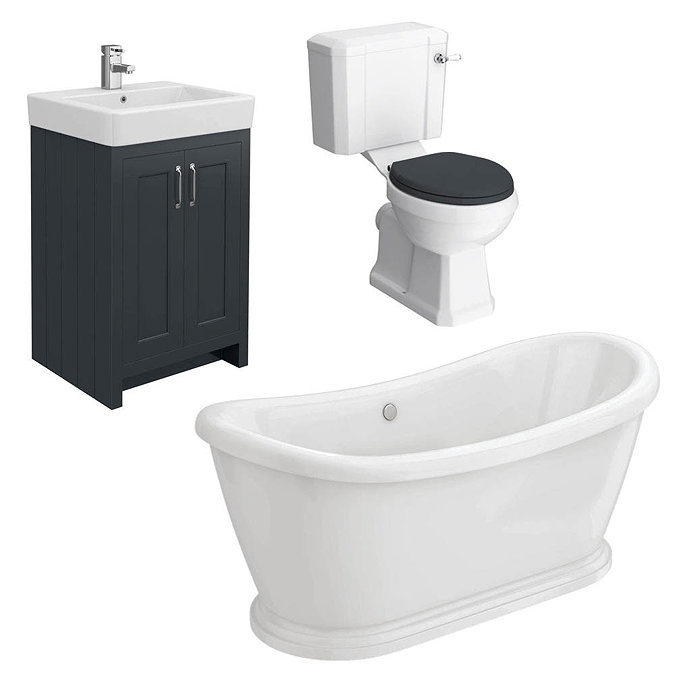 Chatsworth Graphite Close Coupled Roll Top Bathroom Suite  additional Large Image