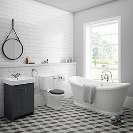 Chatsworth Graphite Close Coupled Roll Top Bathroom Suite Medium Image