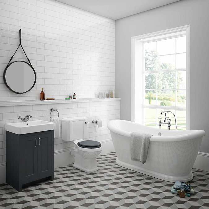 Chatsworth Graphite Close Coupled Roll Top Bathroom Suite Large Image