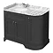 Chatsworth Graphite RH 1005mm Curved Corner Vanity Unit with White Marble Basin Top Large Image