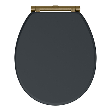 Chatsworth Graphite Soft Close Toilet Seat with Antique Brass Hinge Set