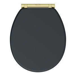 Chatsworth Graphite Soft Close Toilet Seat with Brushed Brass Hinge Set