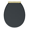 Chatsworth Graphite Soft Close Toilet Seat with Brushed Brass Hinge Set