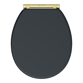 Chatsworth Graphite Soft Close Toilet Seat with Brushed Brass Hinge Set