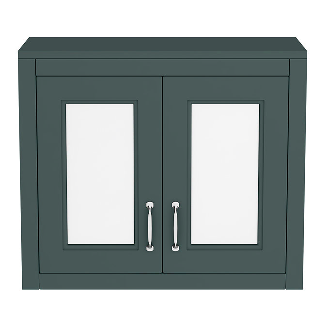 Chatsworth Green 2-Door Mirror Cabinet - 690mm Wide with Chrome Handles
