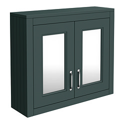 Chatsworth Green 2-Door Mirror Cabinet - 690mm Wide with Chrome Handles