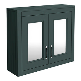 Chatsworth Green 2-Door Mirror Cabinet - 690mm Wide with Chrome Handles