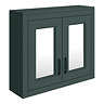 Chatsworth Green 2-Door Mirror Cabinet - 690mm Wide with Matt Black Handles  Feature Large Image