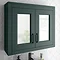 Chatsworth Green 2-Door Mirror Cabinet - 690mm Wide with Matt Black Handles Large Image