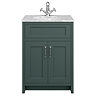 Chatsworth Green 610mm Vanity with White Marble Basin Top with Chrome Handles