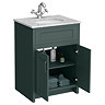 Chatsworth Green 610mm Vanity with White Marble Basin Top with Chrome Handles