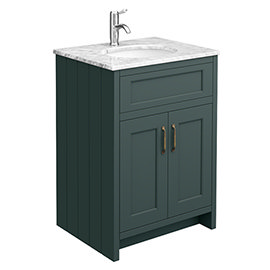 Chatsworth Green 610mm Vanity with White Marble Basin Top Medium Image