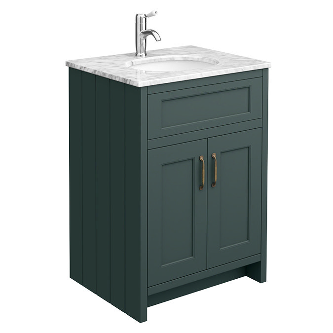 Chatsworth Green 610mm Vanity with White Marble Basin Top Large Image