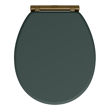 Chatsworth Green Soft Close Toilet Seat with Antique Brass Hinge Set