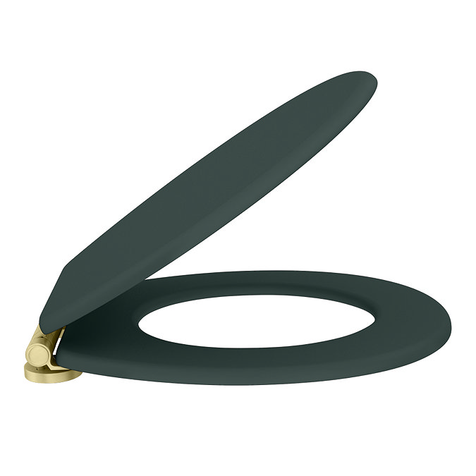 Chatsworth Green Soft Close Toilet Seat with Brushed Brass Hinge Set