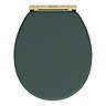 Chatsworth Green Soft Close Toilet Seat with Brushed Brass Hinge Set
