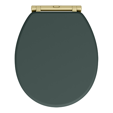 Chatsworth Green Soft Close Toilet Seat with Brushed Brass Hinge Set