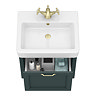 Chatsworth Green Wall Hung 1 Drawer Vanity - 560mm with Brushed Brass Handle
