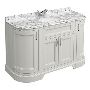 Chatsworth Grey 1335mm Curved Vanity Unit with White Marble Basin Top  Profile Large Image