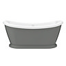 Chatsworth 1770mm Double Ended Slipper Bath - Gloss Dark Grey & White, Freestanding Victorian Style