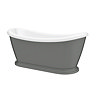 Chatsworth 1770mm Double Ended Slipper Bath - Gloss Dark Grey & White, Freestanding Victorian Style