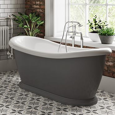 Chatsworth Dark Grey 1770 Double Ended Slipper Roll Top Bath