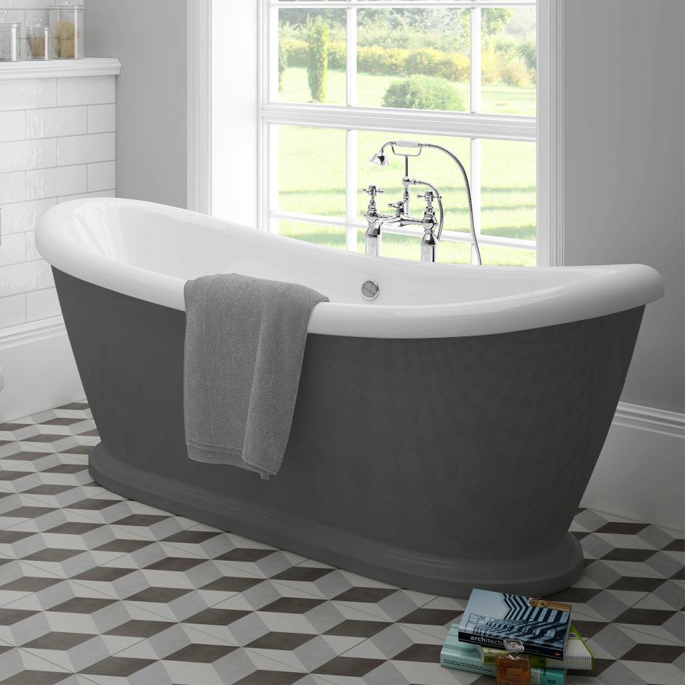 Chatsworth Dark Grey 1770 Double Ended Slipper Roll Top Bath Large Image