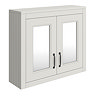 Chatsworth Grey 2-Door Mirror Cabinet - 690mm Wide with Matt Black Handles